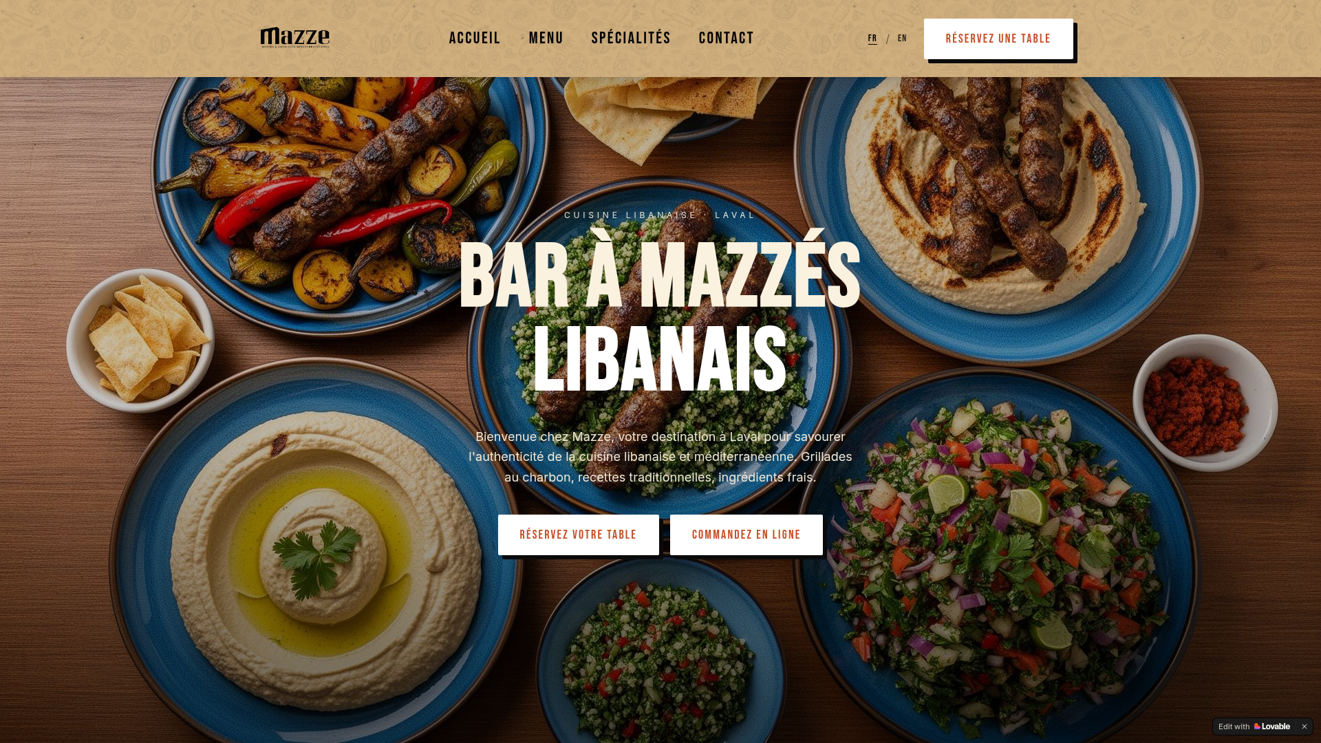 Restaurant Mazze website